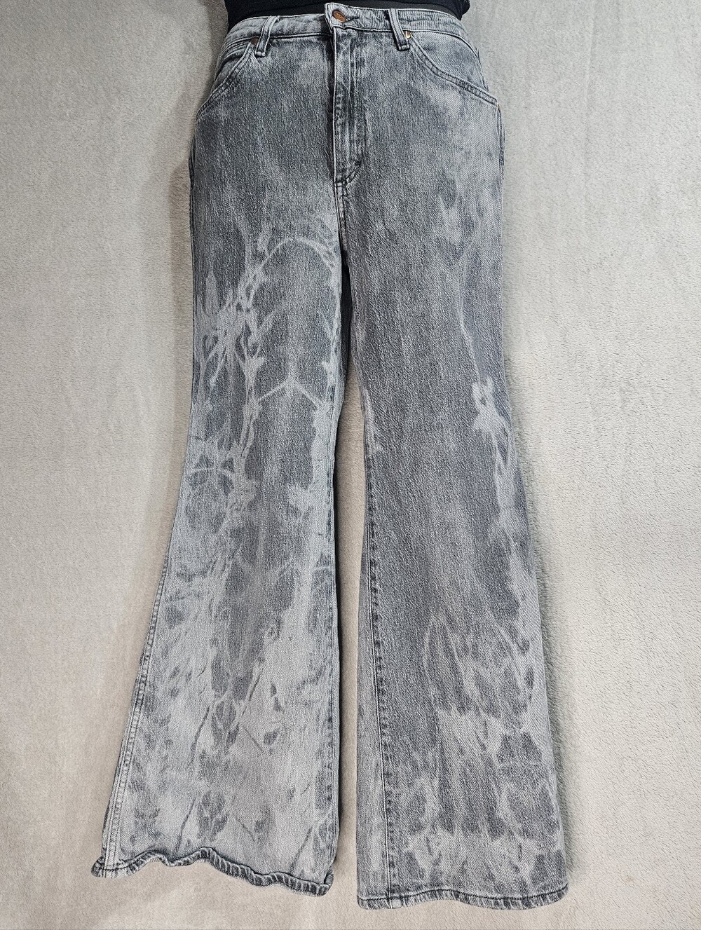 Wrangler Gray Acid-Wash Flare Jeans